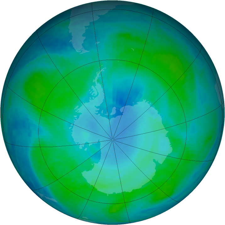Antarctic ozone map for 21 January 1999